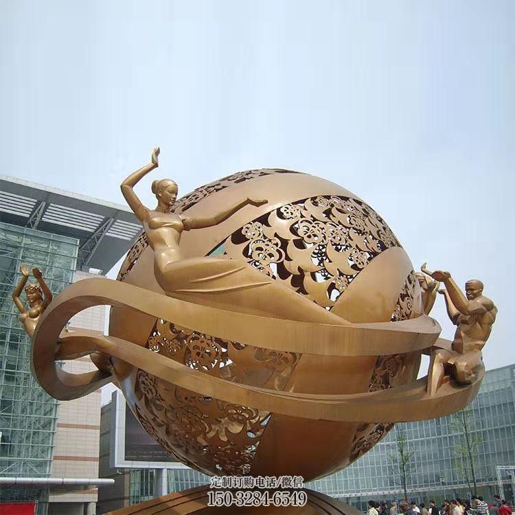 地球天使雕塑，镂空烤漆制作，时代科技标识雕塑