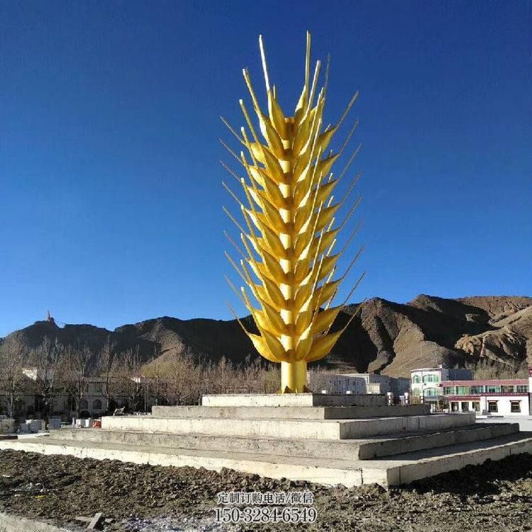 麦穗景观雕塑，农作物标识雕塑，不锈钢城市植物雕塑