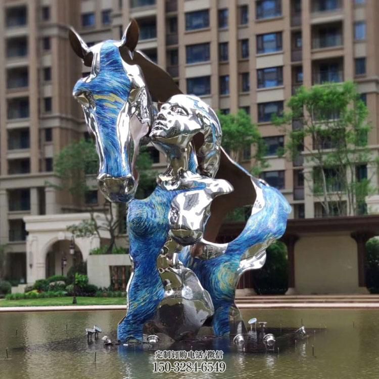 马头雕塑,女人和马雕塑,房地产艺术景观雕塑 马头雕塑,女人和马雕塑,房地产艺术景观雕塑