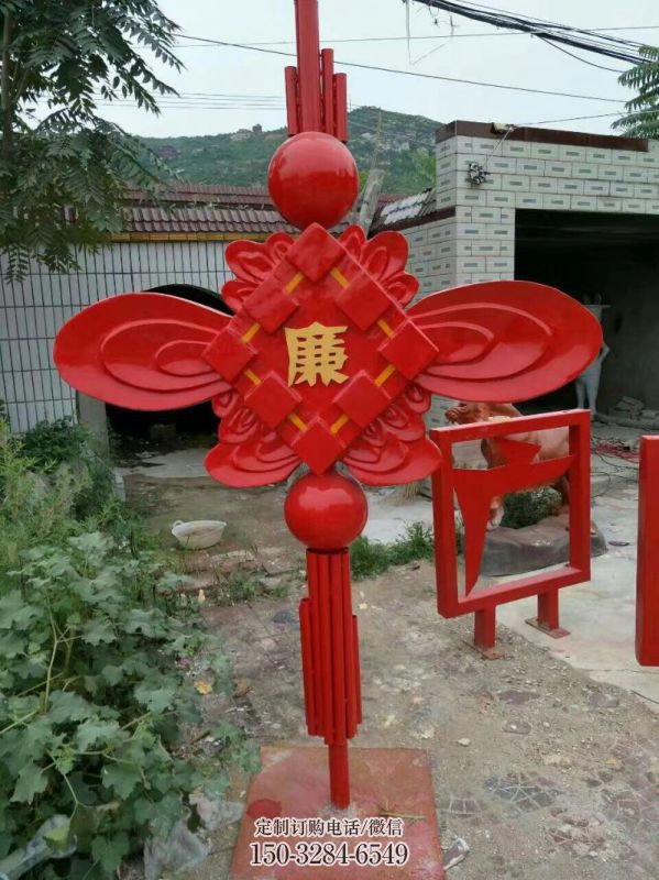城市中国结雕塑厂家，烤漆工艺制作，民俗文化标识